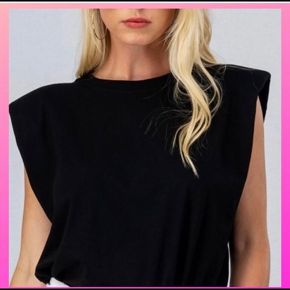 Tops - Black Muscle Tee Top Crop Top Black Top